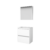 Basic Comfort 39 badmeubelset met spiegelkast, greeploze wastafelonderkast met 2 lades en acryl wastafel met 1 kraangat 60 x 39 cm, ice white | 8718835111380